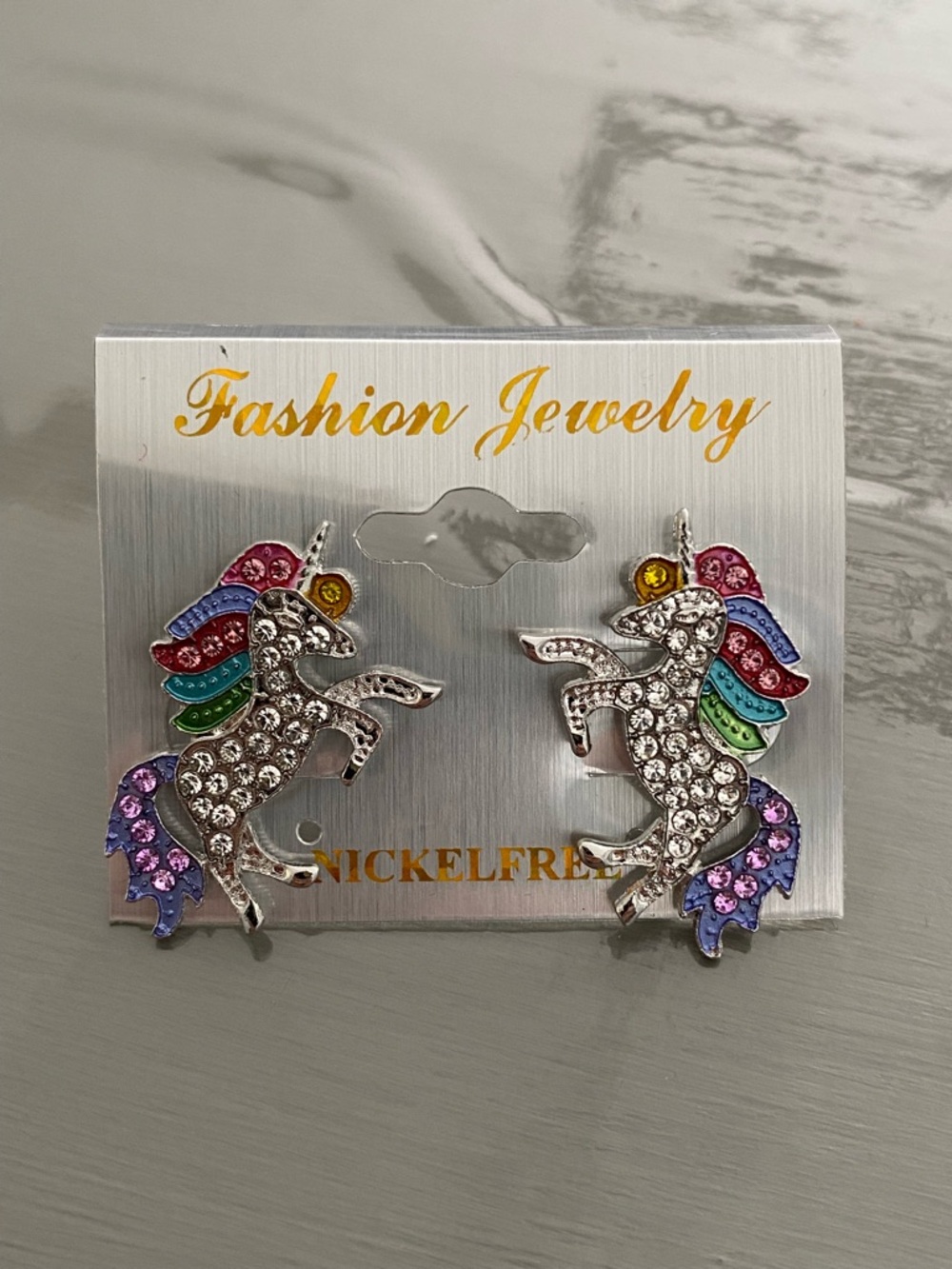 Rainbow Unicorn Stud Earrings NWT- Multicolor - Picture 2 of 5